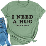 FZLYE Damen-T-Shirt „I Need A Huge Glass of Wine“ mit kurzen Ärmeln, Taco-T-Shirts, Margarita-Shirt, lustige Trink-Tops (klein, A3Grün)
