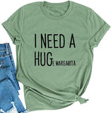 FZLYE Womens I Need A Huge Glass of Wine T-Shirt Short Sleeve Taco Tees Margarita Shirt Funny Drinking Tops (Medium,A4Green)