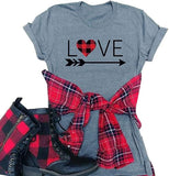 Frauen süße Liebe Shirt rot Buffalo Plaid Herz Valentinstag Shirt
