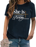 Women Christian T Shirt She is Strong Shirt Proverbs 31 25 Tees