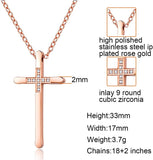 Kreuzkette für Damen, 18 Karat Roségold/Silber gefüllt, lange, große, schmale Kreuzketten, schlicht, Ideen für ihre Mutter, Tochter, Schwester, Ehefrau 