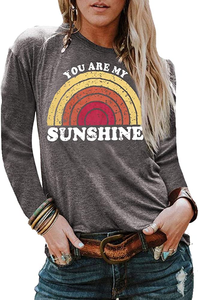 Damen You are My Sunshine Bluse Regenbogen Shirt