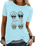 Women Golden Life Leopard Skull Sunglasses T-Shirt