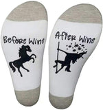 Chaussettes unisexes avant le vin après le vin, licorne amusante