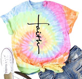 T-Shirt Faith Tie Dye pour femmes, chemise graphique