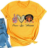Frauen Frieden Liebe Melanin T-Shirt Melanin Grafik T-Shirt Afro Frau T-Shirt