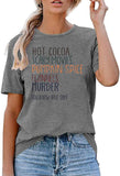 Women Hot Cocoa Scrary Movies Pumpkin Spice Funny Halloween T-Shirt