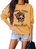 Damen Langarmshirt „100 % müde wie eine Mutter“ mit Totenkopf-Mom-Shirt