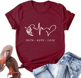 T-Shirt femme foi espoir amour T-Shirt chrétien