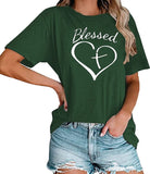 Frauen Gesegnet Herz T-Shirt Christian Tees
