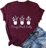 Damen Crazy Plant Lady Grafik T-Shirt