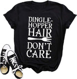 Damen T-Shirt mit Aufschrift „Dingle-Hopper Hair Don't Care“, Grafik, lässiges Oberteil