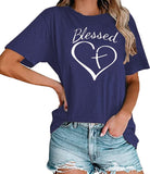 Frauen Gesegnet Herz T-Shirt Christian Tees