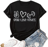Damen Peace Love Fitness Shirt Fitnessshirts