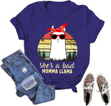 Funny Llama Mom Shirt Women She's A Bad Momma Llama T-Shirt