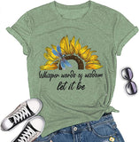 Damen T-Shirt mit Aufschrift „Words of Wisdom“, Schmetterling, Sonnenblume