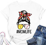 Mom Life Fußball T-Shirt Frauen Fußball Mama Grafik T-Shirts