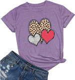 T-shirt coeur à rayures léopard et à pois pour femme