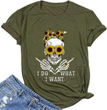 Frauen ICH Tun Was ICH Wollen Schädel T-Shirt Sonnenblume Sonnenbrille Schädel Shirt