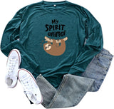 Faultier-Shirt für Damen, My Spirit Animal, langärmelig, grafische Bluse