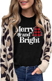Women Merry and Bright Christmas T-Shirt Christmas Tree Shirt