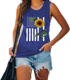 4. Juli Flagge Geschenk Tank Tops Frauen USA Flagge Blume Shirt