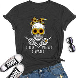 Frauen ICH Tun Was ICH Wollen Schädel T-Shirt Sonnenblume Sonnenbrille Schädel Shirt