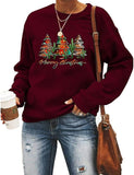 Merry Christmas Sweatshirt for Women Long Sleeve Christmas Tree Sweater