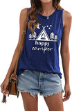 Women Happy Camper Tank Tops Camping Adventure Nature Lover Shirt