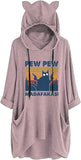 Pew-Pew Madafakas Sweat à capuche pour femme avec oreilles de chat et poches