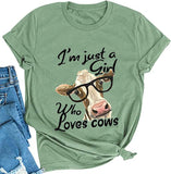 T-Shirt pour femmes, je suis juste une fille qui aime les vaches, chemise mignonne pour amoureux des vaches