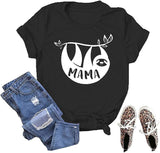 Women Mama Sloth T-Shirt Funny Graphic Shirt for Mama