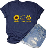 Femmes Peace Love Dogs T-Shirt Chien Maman Chemise