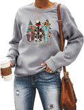 Sweat-shirt graphique Joy To The World pour femmes, chemise de noël à carreaux Buffalo