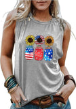 Women Patriotic Jar Sunflowers Tank Top Shirt
