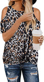 T-Shirt à épaules dénudées pour femmes, imprimé léopard, guépard, motif zèbre, tunique léopard