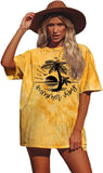 T-Shirt mit Aufdruck „Summer Vibes“ für Damen, Sommershirt, Batikmuster, modisches Grafik-T-Shirt