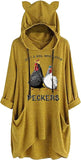 Pecker-Shirt für Frauen „Just A Girl Who Loves Peckers“ Strick-Kapuzenpullover mit 3/4-Ärmeln und Taschen