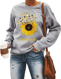 Sweat-shirt à col ras du cou imprimé tournesol Be Kind pour femmes, vêtements pour femmes