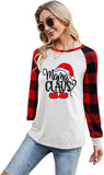 Frauen Mama Claus Weihnachten Mutter Hemd Langarm Buffalo Plaid Mode Tops
