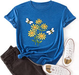 Women Happy Daisy Bees Cute Shirt Bee Kind Flower Tshirt