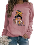 Thanksgiving Mom Gift Sweatshirt Women One Thankful Mama Graphic Shirt