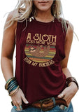 Sloth Cute Tank Tops Women A Sloth Does More Work Than My Pancreas Graphic T-Shirt