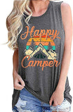Women Happy Camper Tank Top Camping Tshirt