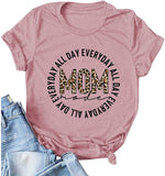 Women Mom Mode All Day Everyday T-Shirt Leopard Mom Shirt