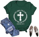 Christliches T-Shirt für Frauen mit der Aufschrift „Ich kenne die Pläne, die ich für dich habe“