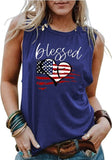 Chemise sans manches Blessed Heart pour femmes, débardeur imprimé drapeau américain