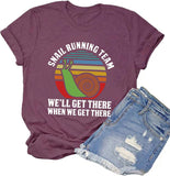 Women Snail Running Team T-Shirt Funny Snail Graphic Shirt
