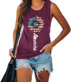 Amerika Sonnenblume Tank für Frauen USA Flagge Blume Freiheit Unabhängigkeit Shirt