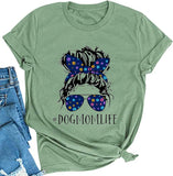 T-shirt femme Dog Mom Life, chemise graphique mignonne pour les amoureux des chiens